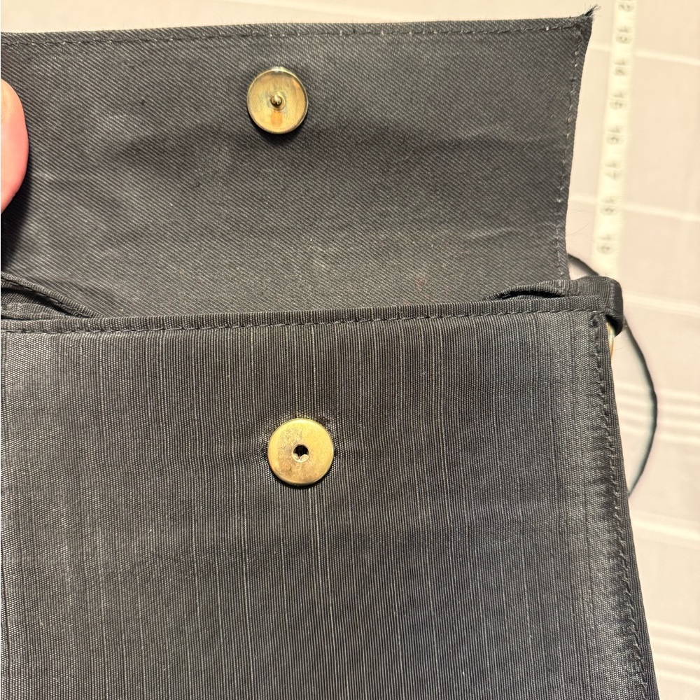 VTG Satin Black and Gold Chain Small Crossbody Box Bag - Picture 14 of 15